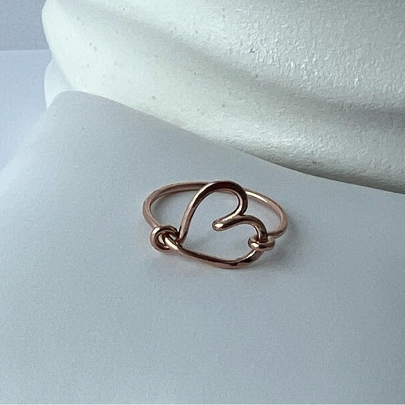 Heart Wire Wrap Ring in 14k Rose Gold - Picture 4 of 13